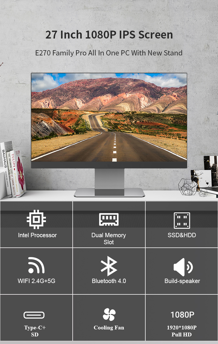 27 inch All-in-One Desktop Computer with Core i3 i5 i7 and 1920x1080 Display Resolution