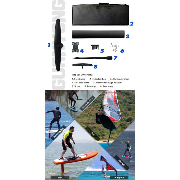 High Strength Hydrofoil Surfboard Foil Mast 1010sqcm Ocean Surfing