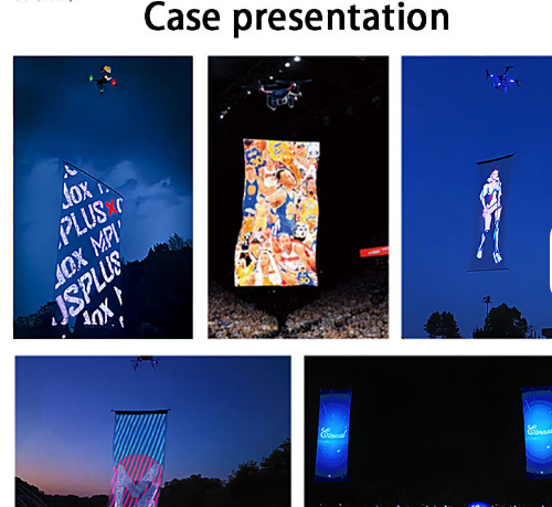 Drone Show Advertisement LED Magic Carpet Mesh Flying Flexible Ultra Transparent LED Display Screen