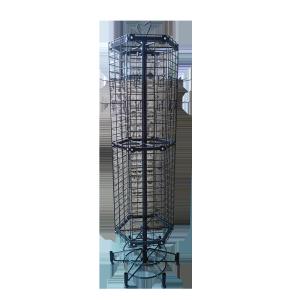 Black  Supermarket Display Shelves TUV Approval Rotating Display Rack With Wheels