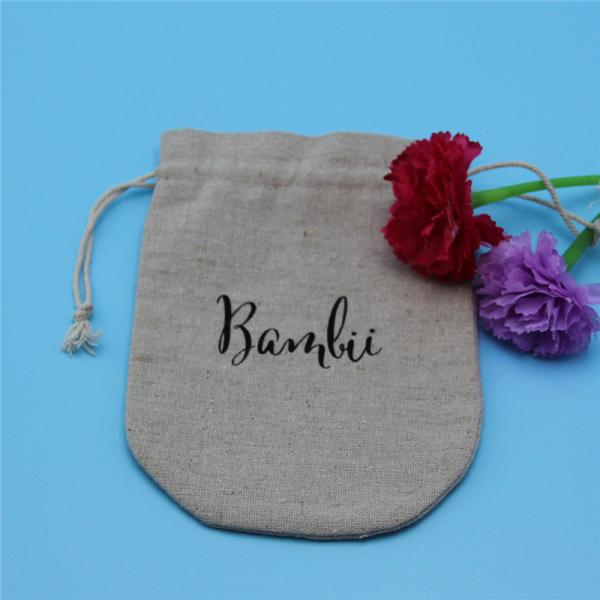 Quality Customized Christmas Jute Bags , Durable Logo Printing Jute Drawstring Pouch for sale
