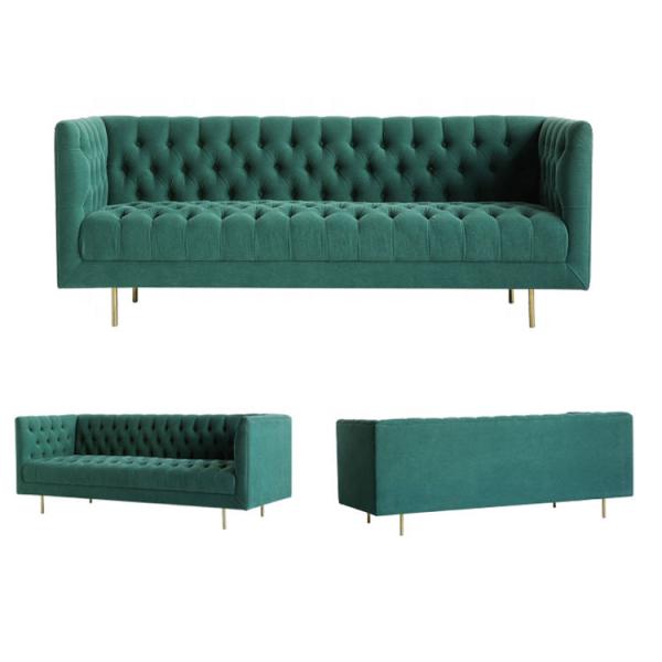 Quality Luxury Green Velvet Modular Sofa Pull Clasp Sofa American Style 80cm height for sale