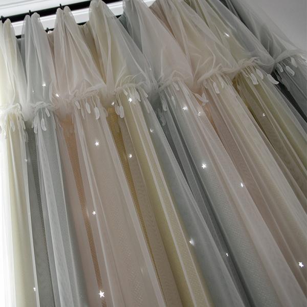 Quality Linen Embroidered Sheer Panel Curtains 100% Polyester Blackout for sale