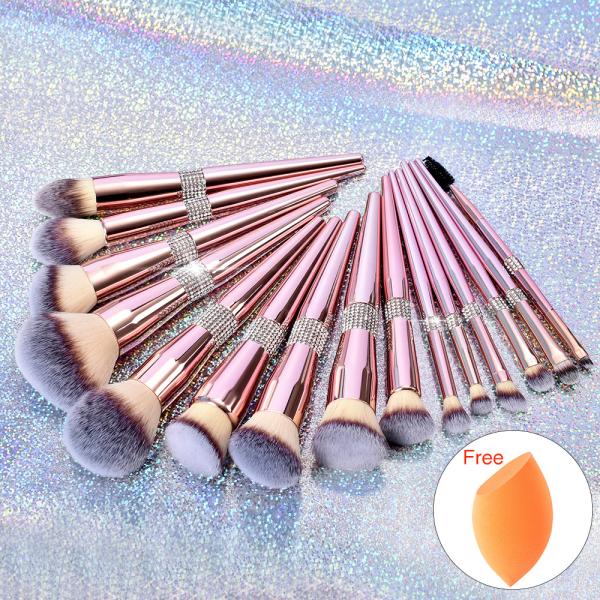Quality CE Synthetic Hair Make Up Brushes Luxury With Belt Bag 14pcs for sale