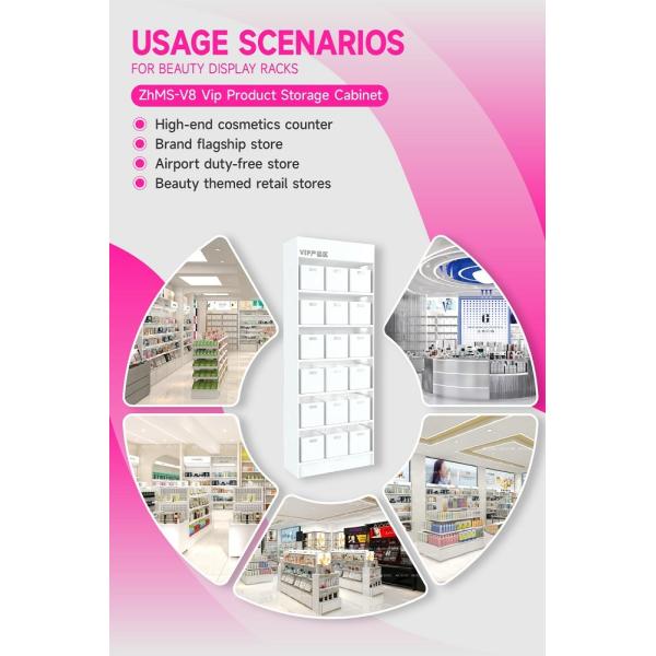 ZhMS-V8 Adjustable Height Vip Product Storage Cabinet with White Acrylic Edges