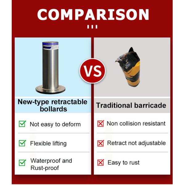 Automatic Electric Bollards Weatherproof Retractable Security Bollard with Remote Control Function