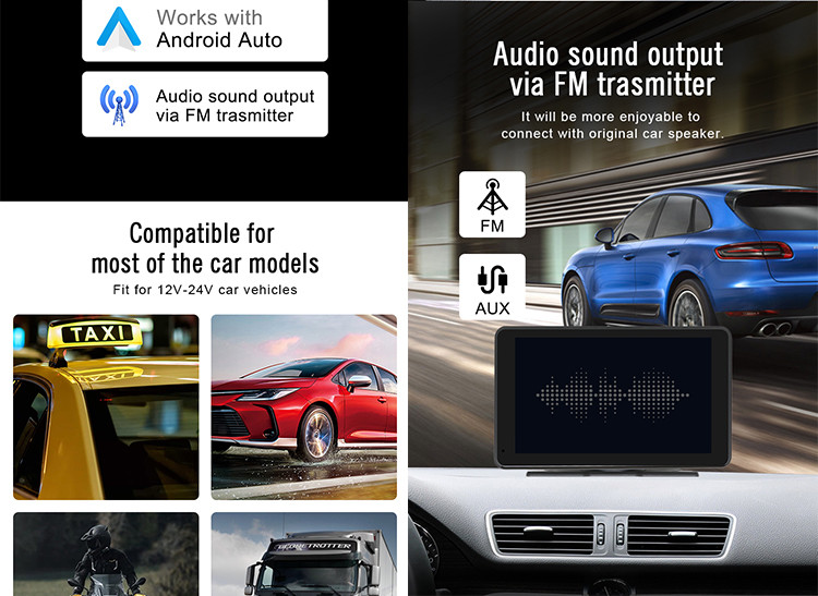 PND 7inch Universal Car DVR Support AHD Camera Car Audio Through Original Car Speaker