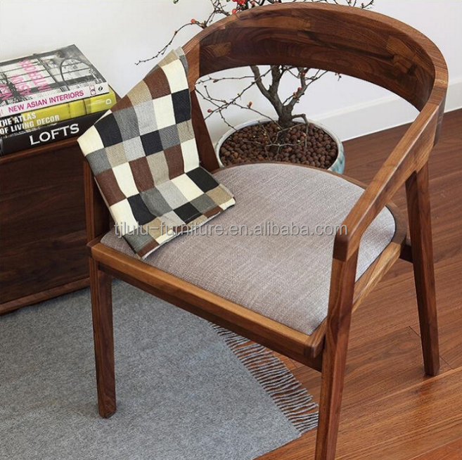Natural/Walnut Modern Wood Chair Simple Home Dining Bar PU Leather Chair for Sale