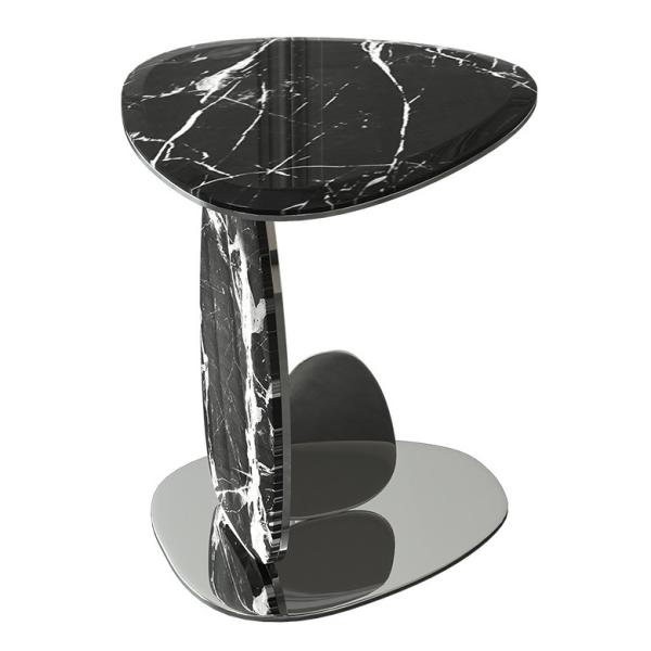 Quality Smooth Surface Oval Black Marble Top Sofa Table Height 55cm for sale