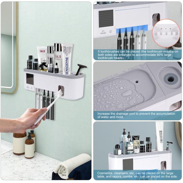 Wall Mounted UV Toothbrush Holder Bathroom Automatic Toothpaste Squeezer