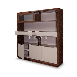 Buy cheap Wood Veneer Leather Designer Preferred Book Shelf Bookcase W001S26B product