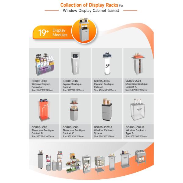 Display Stand Grey Wooden Showcase Cabinet For Branding Store Design And Fashion-Forward Display Showcase