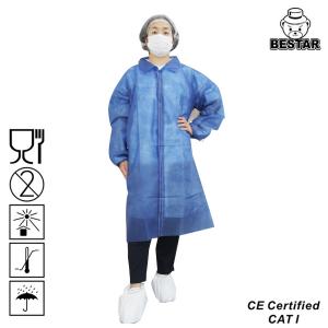 China Small Blue Yellow PP Disposable Lab Coat Jackets For Dental 65g/m2 on sale