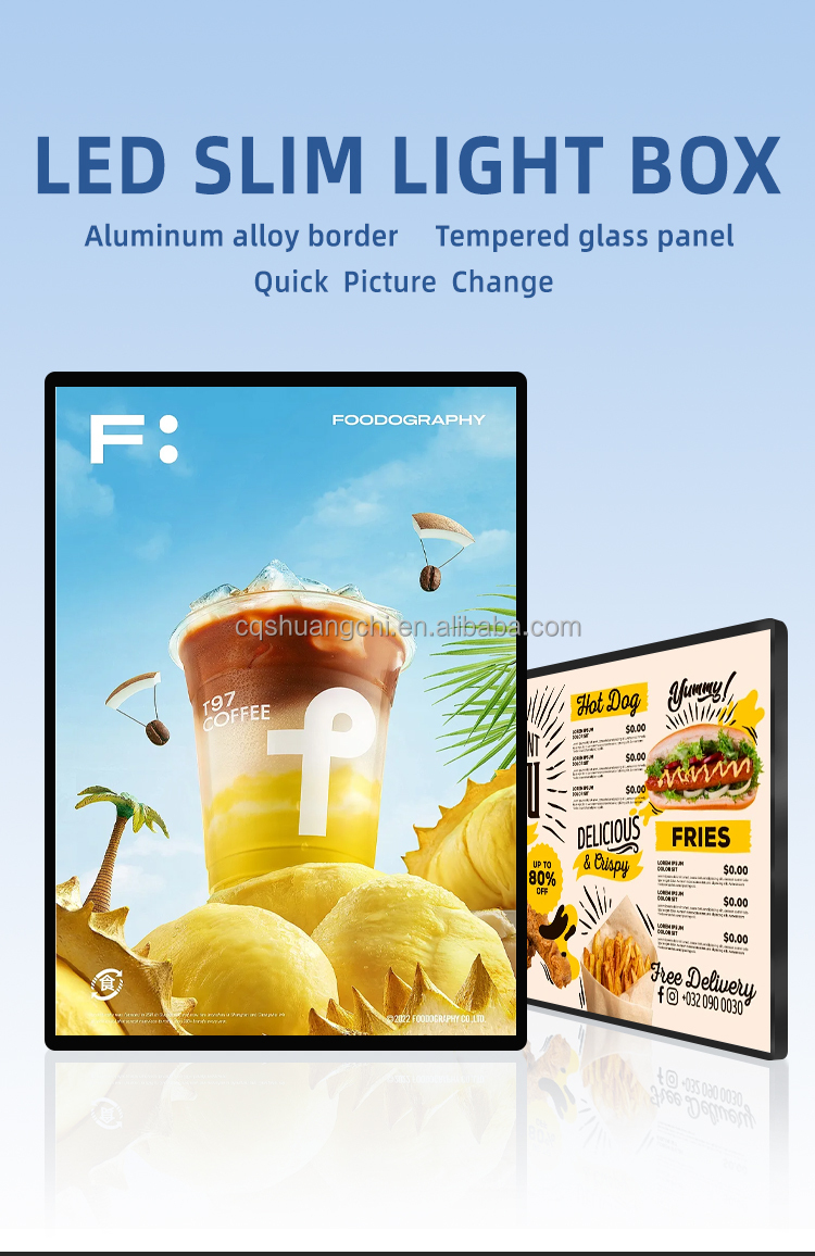 Wall Mount Installation A1 A2 A3 A4 LED Light Box for Illuminated Advertising Display
