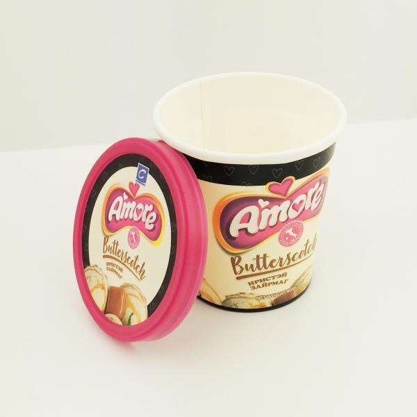 Quality 6oz 175ml Paper Frozen Yogurt Cups , Flat Lid Custom Ice Cream Paper Cups With Spoon for sale
