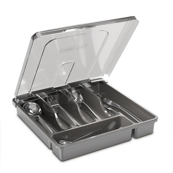 Quality Multi-Purpose Storage Kitchen Cutlery Flatware Drawer Organizer with Lid Customizable for sale