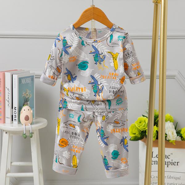 Comfortable Kids Pyjama Set Round Neck 58cm Bust Long Sleeve And Pants Set