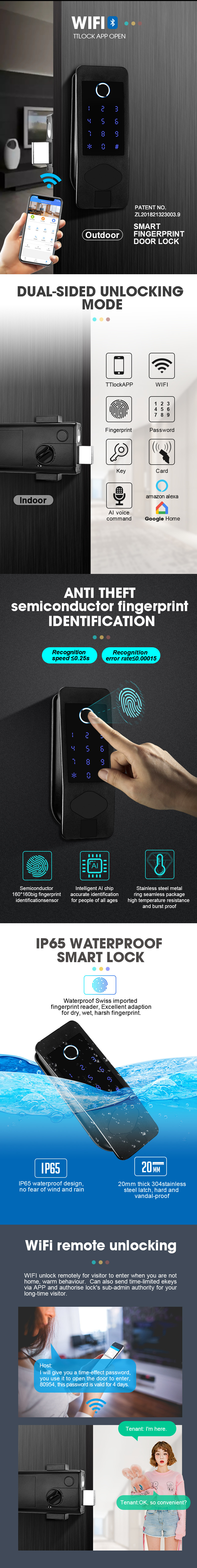 Wifi Fingerprint Card Latch Hotel Rfid Bluetooth Gate Locks