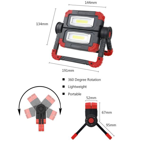 20W 200mm Portable LED Work Light Stand 4AA Battery COB