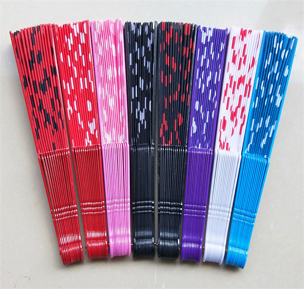 Multicolor Plastic Foldable Hand Fans Customized Logo With Polka Dots Pattern