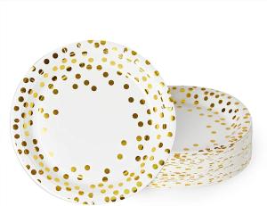100 Biodegradable 50 Pack White And Gold Disposable Paper Plates