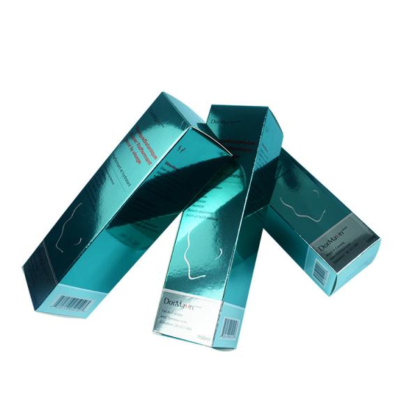 Quality Two Tuck End Custom Printed Paper Boxes Metallic Bright Blue for sale
