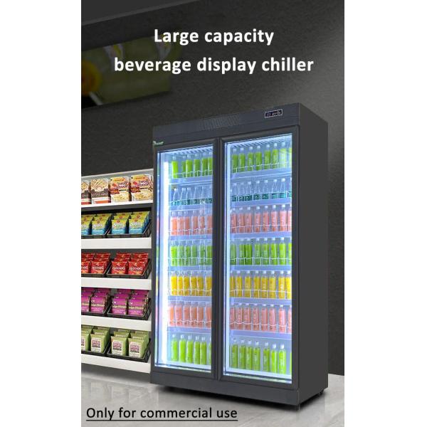 Adjustable Shelf Glass Door Beverage Cooler For Supermarket Cold Storage Display