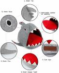Mechanical Wash Felted Wool Cat House Shark Pattern With Detachable Mat