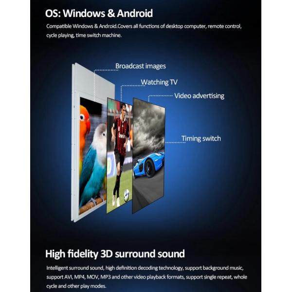 Hanging LCD Digital Signage 55 Inch With Double Sided Acrylic Frame