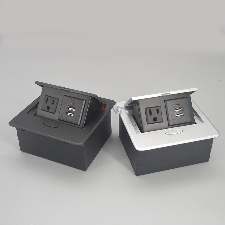 Hidden power socket office furniture pop up electrical USB power socket with US plug
