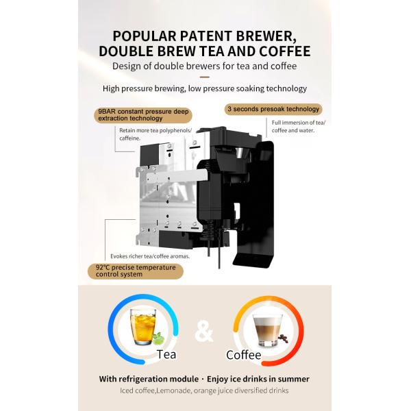 Hotel 3000w Hot And Cold Coffee Vending Machine With Ice Maker