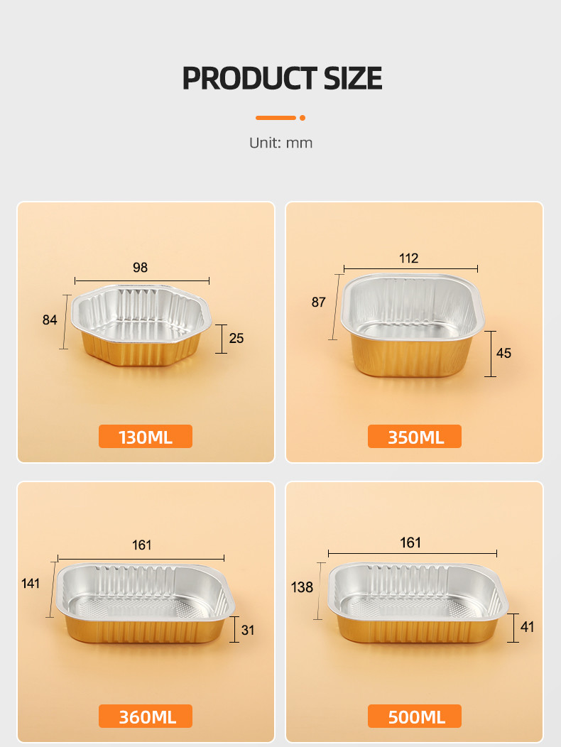 130ml 350ml Customize Packing Boxes Aluminum Foil Take Out Containers