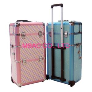 Wear Resistant Aluminumtrolley Vanity Case , Trolley Vanity Case Box With Lock