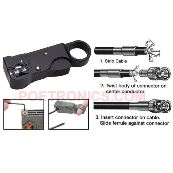 CT-ST332A CCTV Tool Three Blades Rotary Coaxial Cable Stripper
