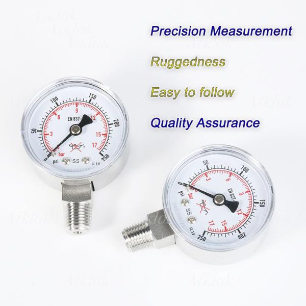Quality Industrial Grade Pressure Gauges mbar for Environment Temperature -20- 80C Thread Type 1/4 for sale