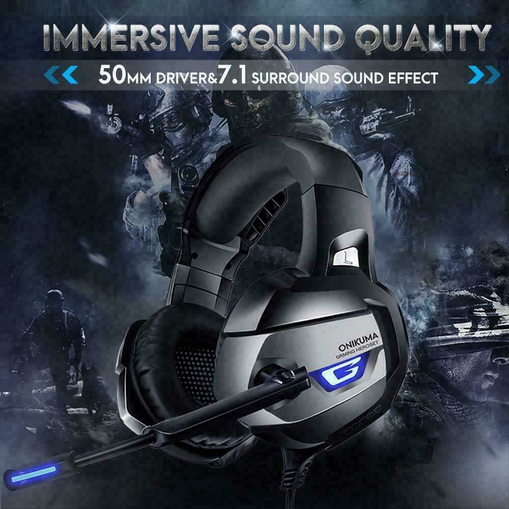Mute Function 2.2m 2.2kohm Onikuma K5 Wired Gaming Headset