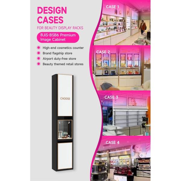 BJiS-BSB6 3mm Porcelain Letters Skincare Display Cabinet with Multiple Viewing Angles for Luxury Shops