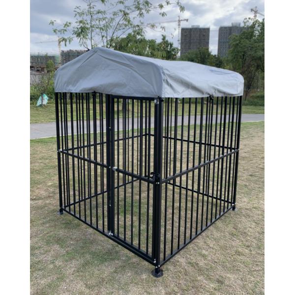 Metal kennel outdoor large dog cage easy to clean and rustproof with lockable dog door with waterproof & anti-UV cover