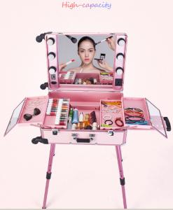 Aluminum Makeup Case With Mirror And Lights , Handle Fixed In The Top For Easy Carrying
