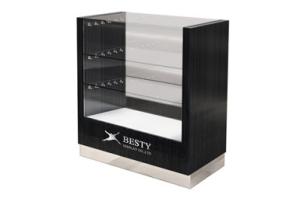 Buy cheap Timber veneered MDF Flat showcase featuring LED lighting and Three Layers of Exhibition product