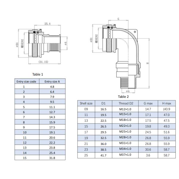 90° Spin Coupling Electroless Nickel EMI/RFI Connector Backshell J599Ⅲ15FJA90FA-07