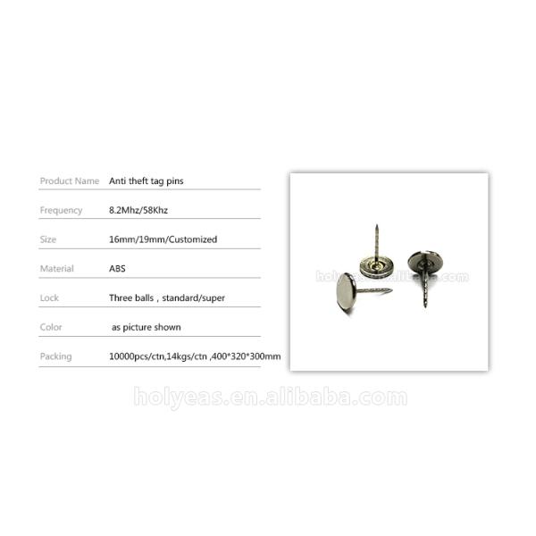 58Khz/8.2Mhz Anti-shoplifting eas steel pin for hard tags eas rf security tag pins eas