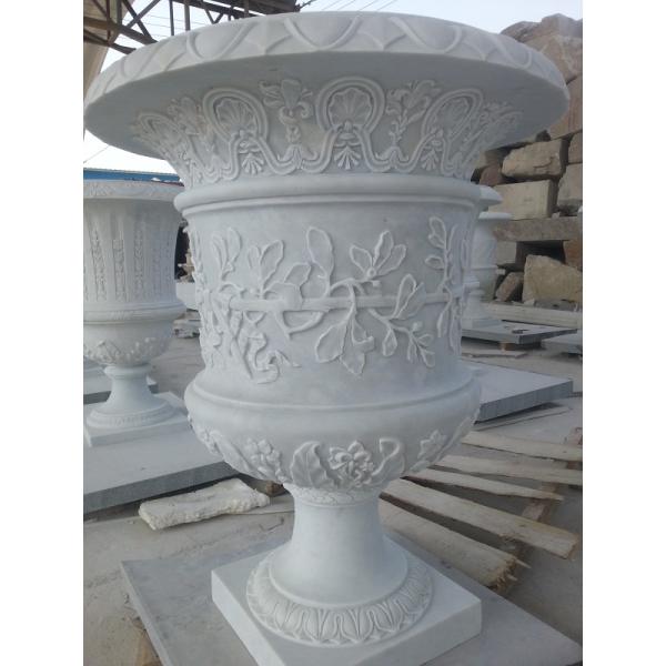 White Marble Flowerpot for building