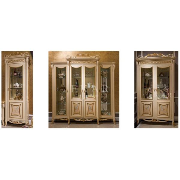Oval Curio Cabinet 4 Doors Living Room Cabinets With 3 Glass Shelves FJ-138
