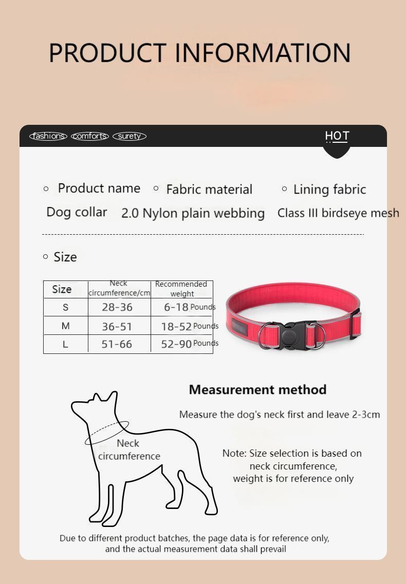 Anti-breakaway dog ​​collar Reflective anti-lost dog collar Adjustable medium and large dog pet collar