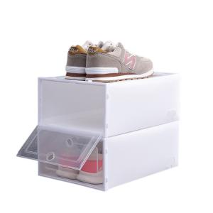 China Dustproof Polypropylene Shoe Stackable Plastic Storage Boxes 18L on sale