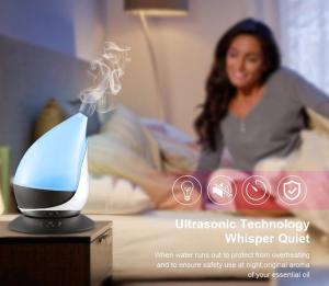 Buy cheap Drop Shape 350ml Glass Ultrasonic Diffuser With Wood Grain Base product