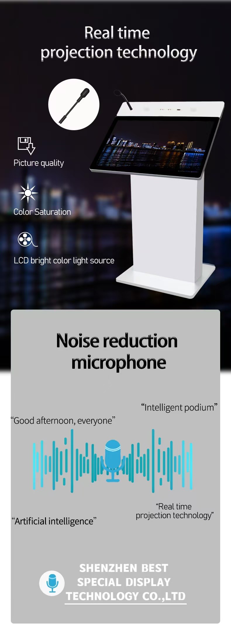 School Classroom Smart Digital Podium Lectern With Microphone And Speaker