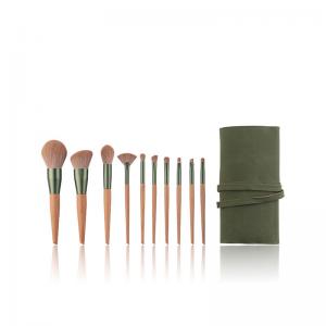 China OEM 10 piece makeup brush set With Synthetic Hair And Cosmetic Bag on sale