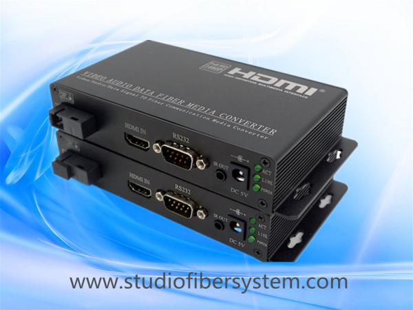 Quality HDMI fiber converters with 1CH RS232 point to point popplication for remote control and surveillance system for sale